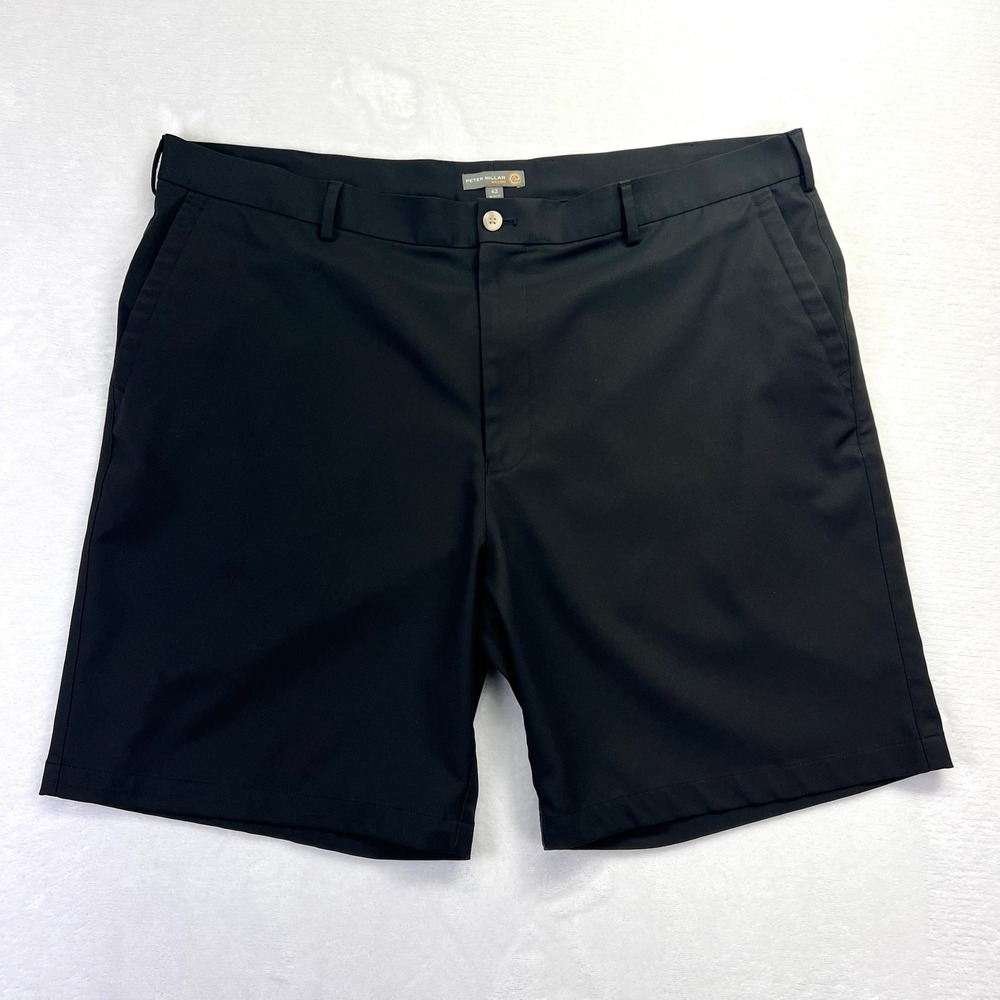 Peter Millar Golf Shorts Mens 42 Black Wicking Performance Flat Front Solid 9in